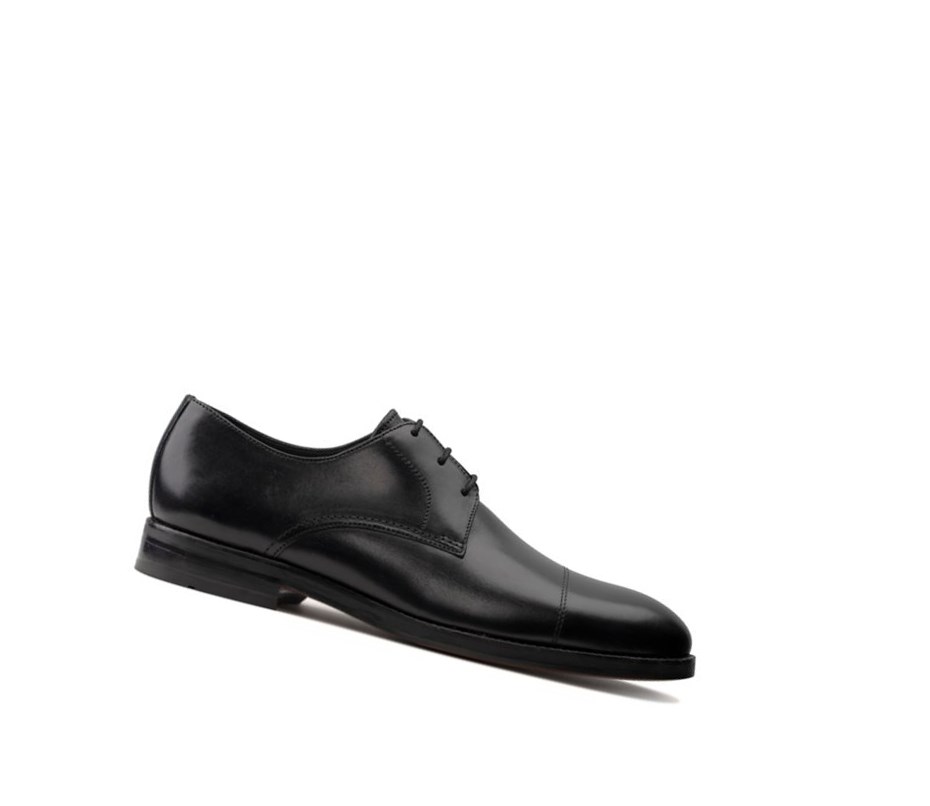 Clarks Oliver Cap Leder Weite Fit Lederschuhe Herren Schwarz | VKXM68175
