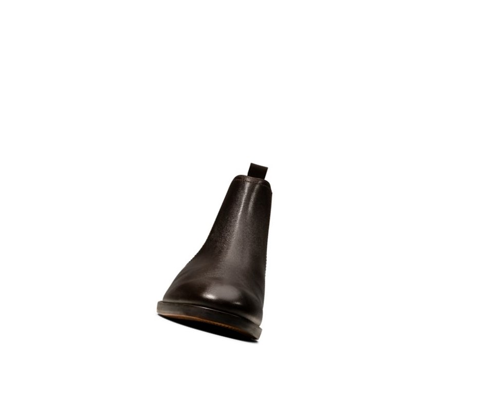 Clarks Oliver Top Leder Chelsea Boots Herren Dunkelbraun | BTVJ24596