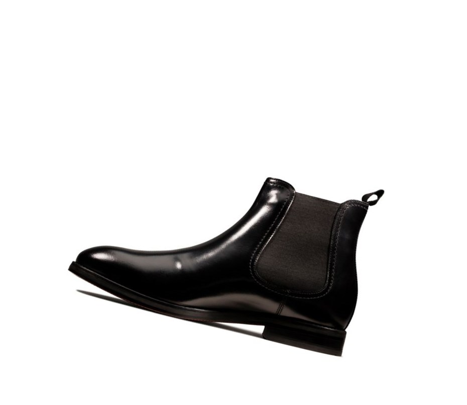 Clarks Oliver Top Leder Chelsea Boots Herren Schwarz | UMYL54732
