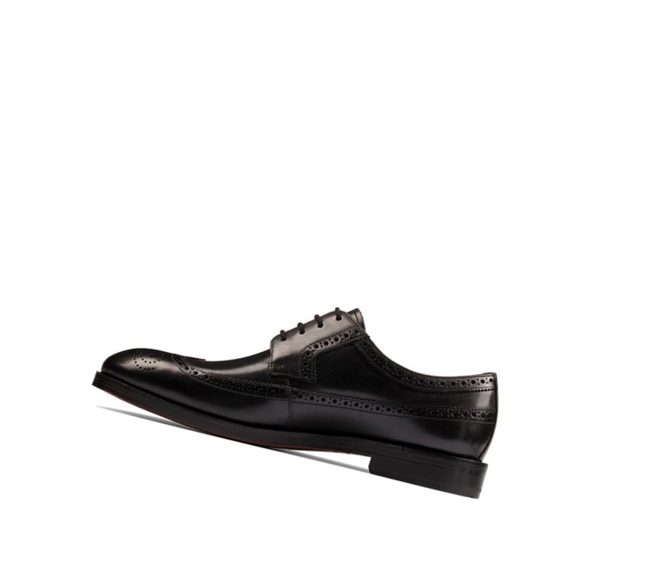 Clarks Oliver Wing Leder Lederschuhe Herren Schwarz | LIRY96274
