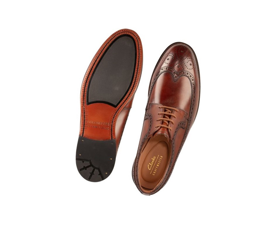 Clarks Oliver Wing Leder Weite Fit Lederschuhe Herren Dunkelbraun | CIZX35497