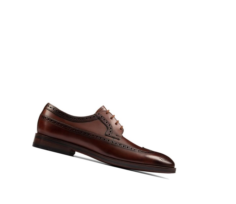 Clarks Oliver Wing Leder Weite Fit Lederschuhe Herren Dunkelbraun | CIZX35497