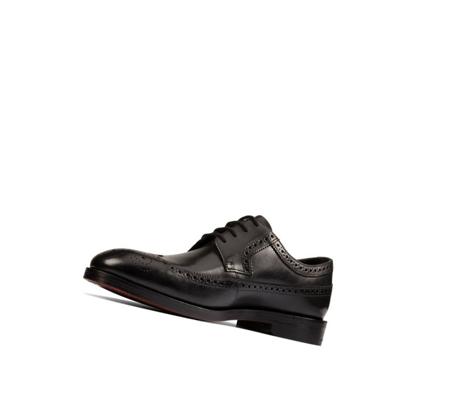 Clarks Oliver Wing Leder Weite Fit Lederschuhe Herren Schwarz | MWBF91507