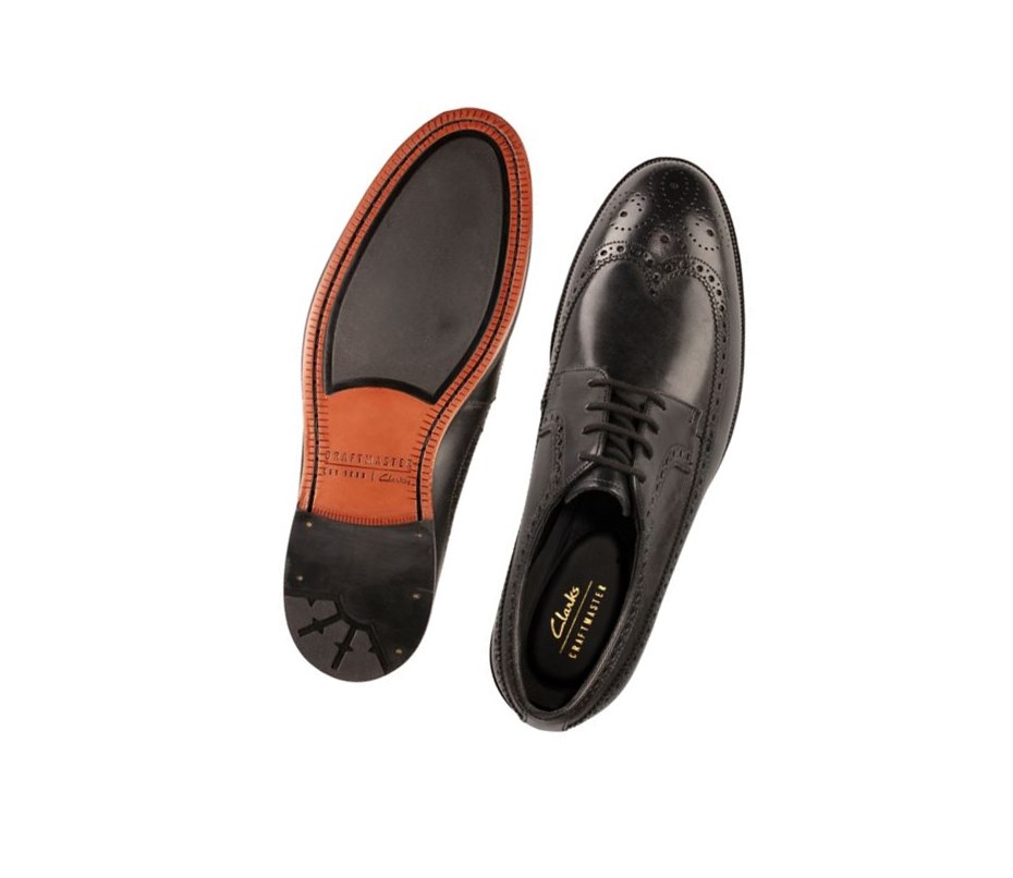 Clarks Oliver Wing Leder Weite Fit Lederschuhe Herren Schwarz | MWBF91507