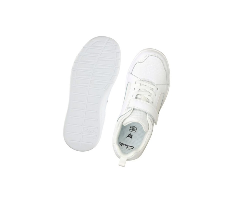 Clarks Orbit Ride Leder Sneakers Jungen Weiß | DANM71049
