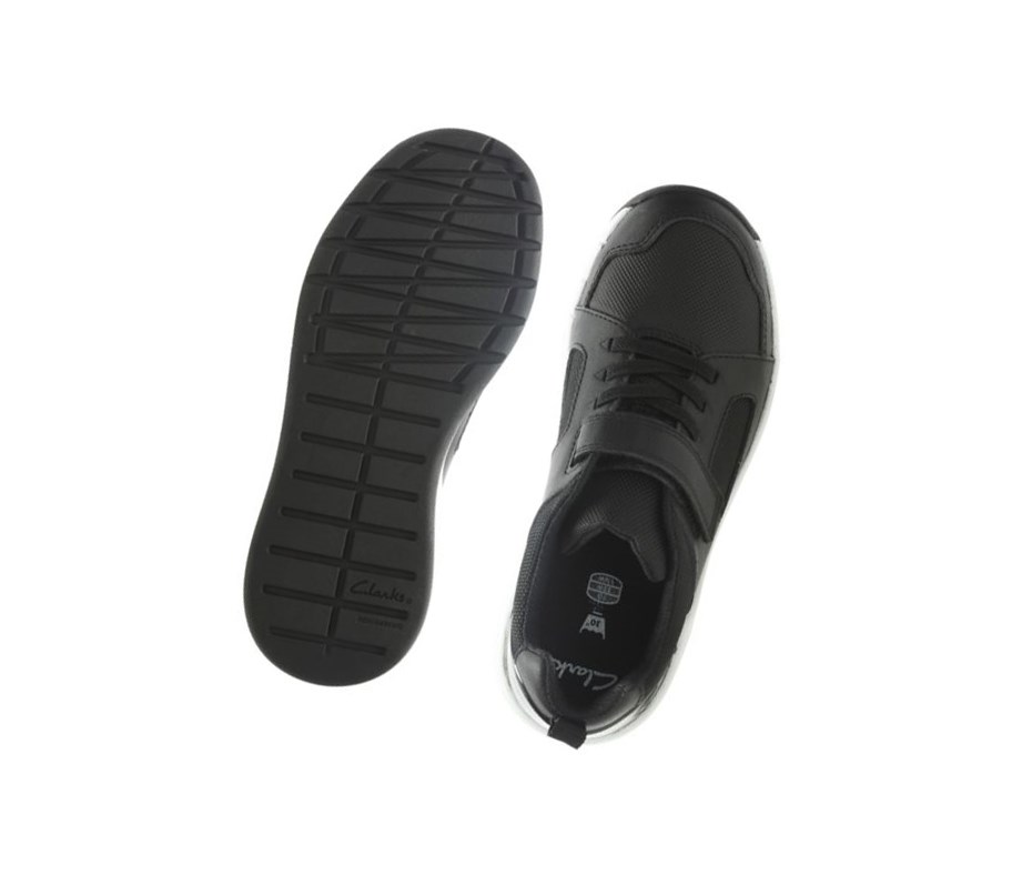 Clarks Orbit Ride Leder Sneakers Jungen Schwarz | QFRV58243