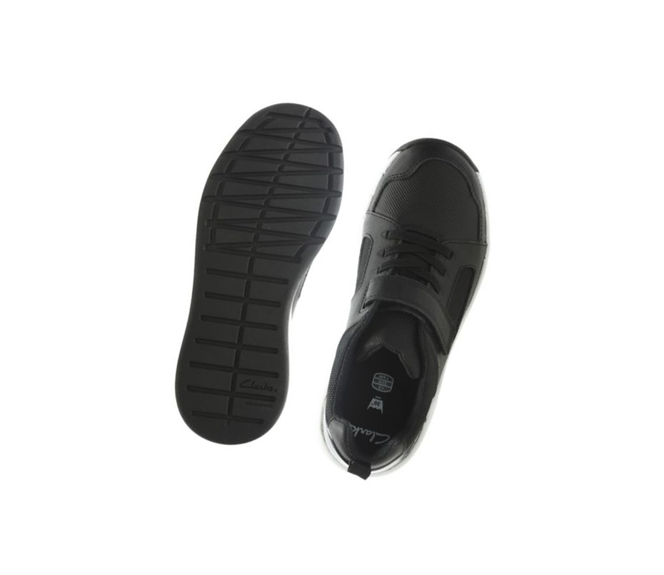 Clarks Orbit Ride Leder Sneakers Jungen Schwarz | SQAP34571