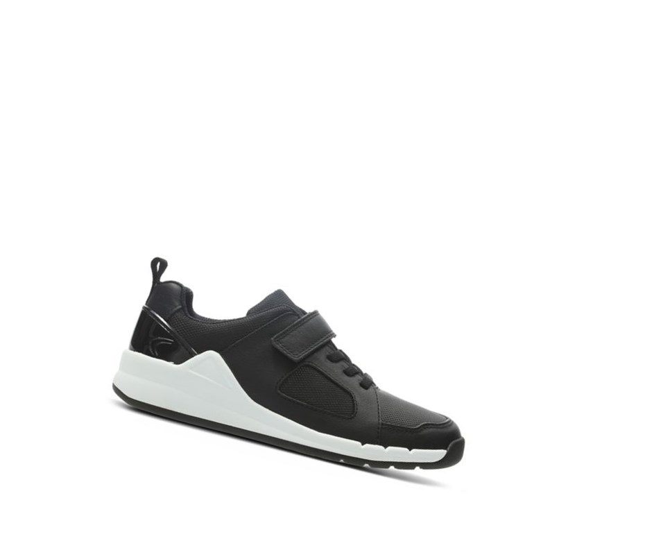 Clarks Orbit Ride Leder Sneakers Mädchen Schwarz | EJOB29056