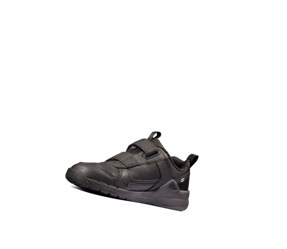 Clarks Orbit Sprint Leder Sneakers Mädchen Schwarz | GFBL45603