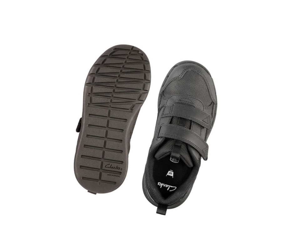 Clarks Orbit Sprint Leder Sneakers Mädchen Schwarz | GFBL45603
