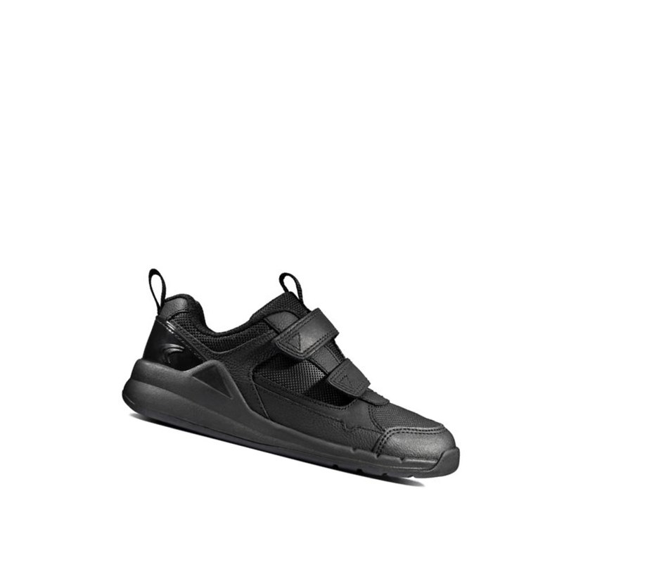 Clarks Orbit Sprint Leder Sneakers Mädchen Schwarz | GFBL45603