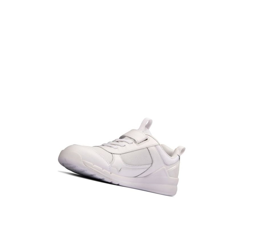 Clarks Orbit Sprint Leder Sneakers Mädchen Weiß | TRSH81469