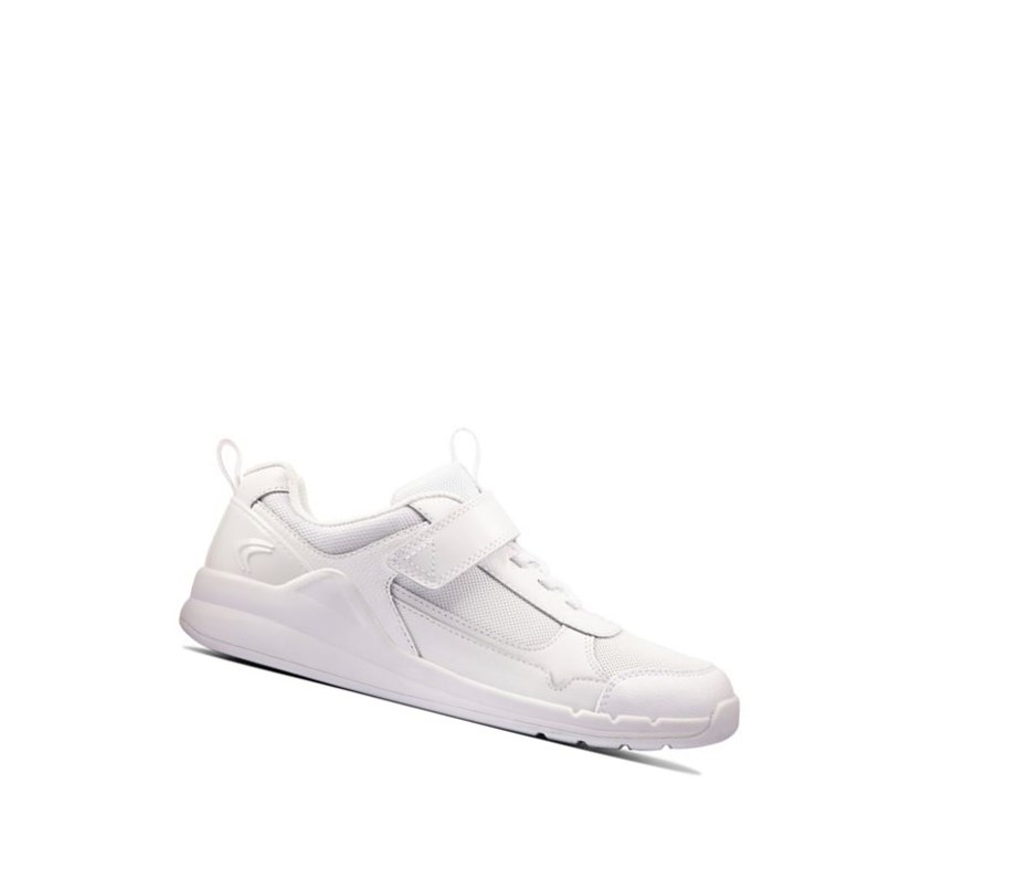 Clarks Orbit Sprint Leder Sneakers Mädchen Weiß | TRSH81469