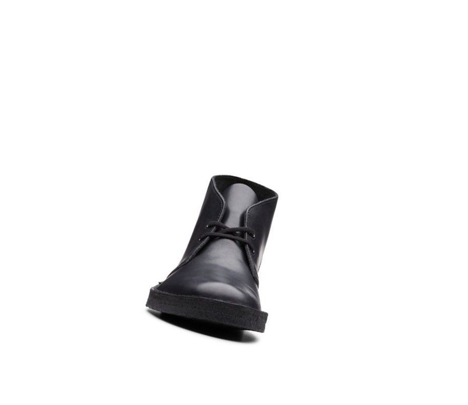 Clarks Original Polished Leder Wüstenstiefel Herren Schwarz | SMYA82071