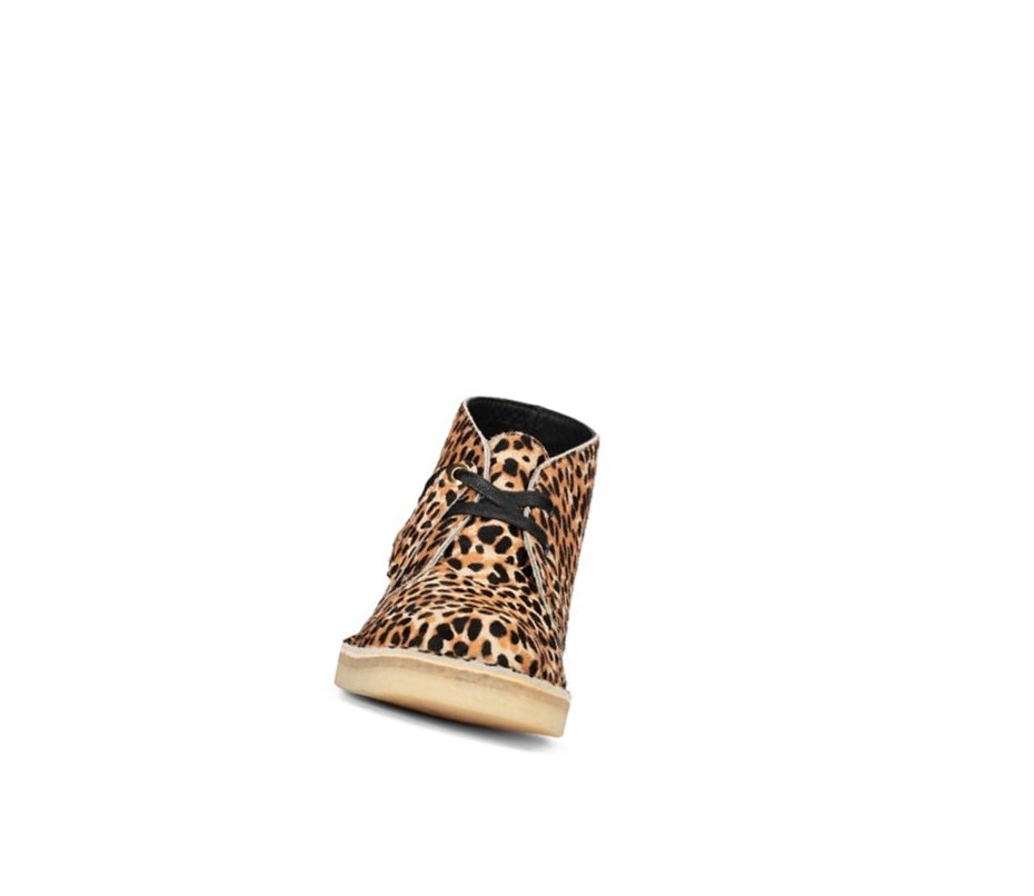 Clarks Original Print Pony Leder Wüstenstiefel Damen Leopard | QBZA24750