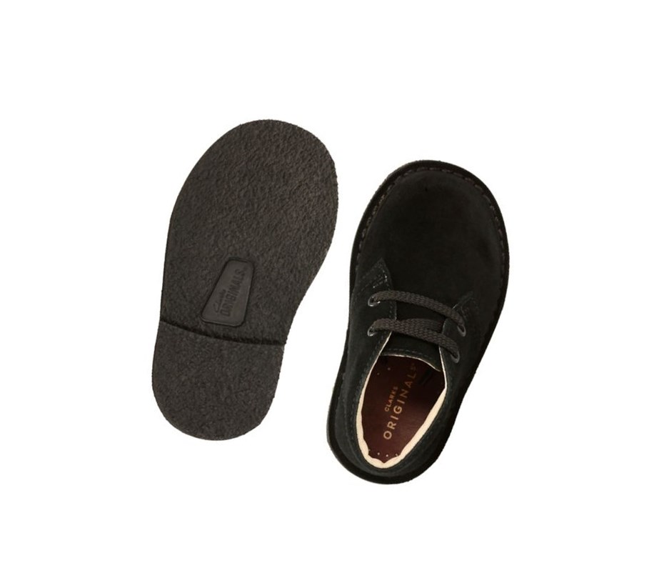 Clarks Original Wildleder Wüstenstiefel Jungen Schwarz | SXFG83510