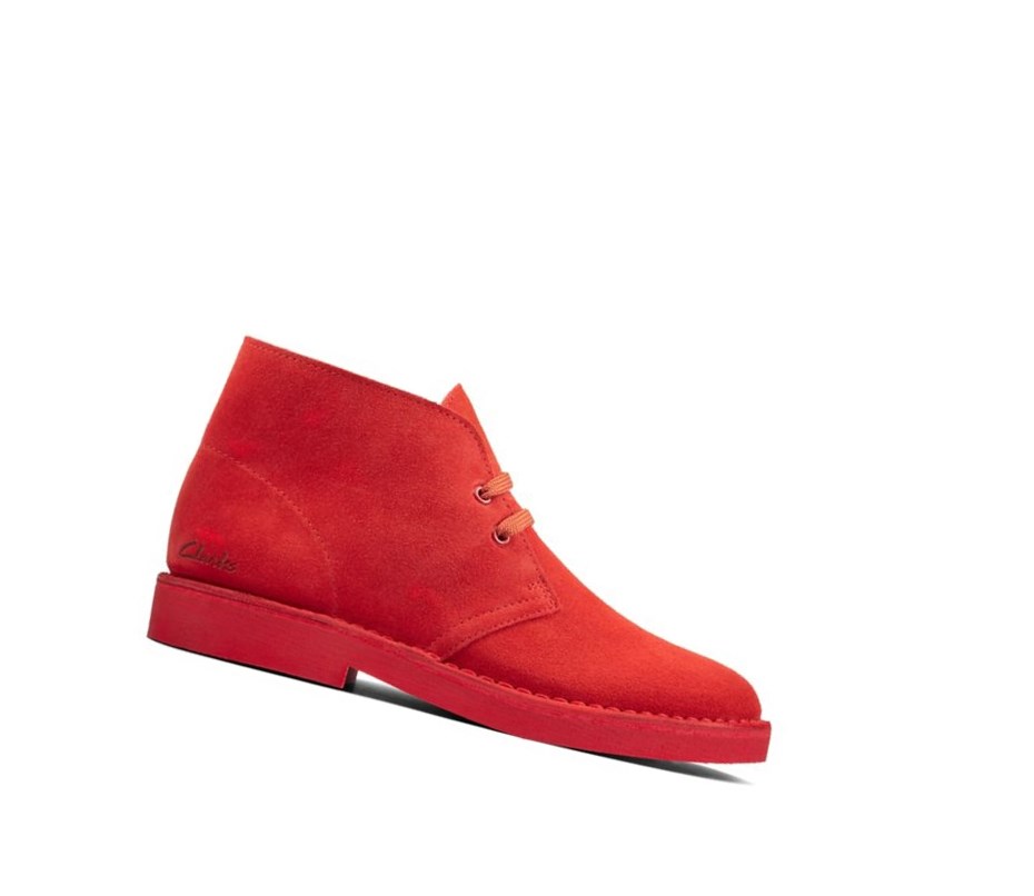 Clarks Ortholite Wildleder Wüstenstiefel Damen Rot | WNYV98043