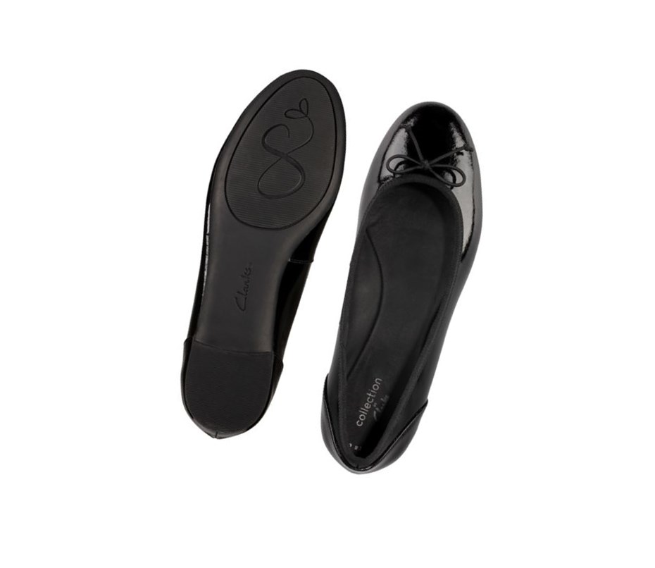 Clarks Patale Lack Leder Ballerinas Damen Schwarz | XQEF52186