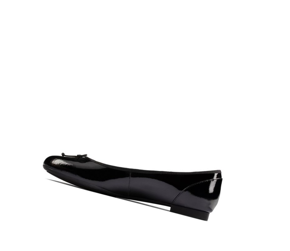 Clarks Patale Lack Leder Slip On Schuhe Damen Schwarz | CNKY05396