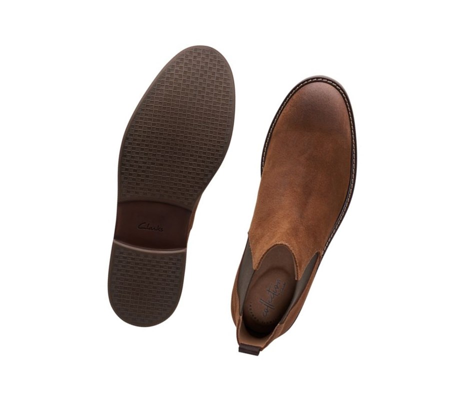 Clarks Paulson Up Wildleder Chelsea Boots Herren Dunkelbraun | OHLG31509