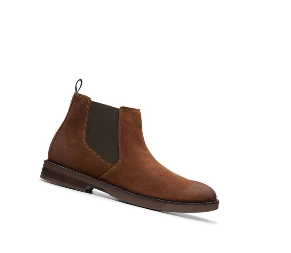 Clarks Paulson Up Wildleder Chelsea Boots Herren Dunkelbraun | OHLG31509