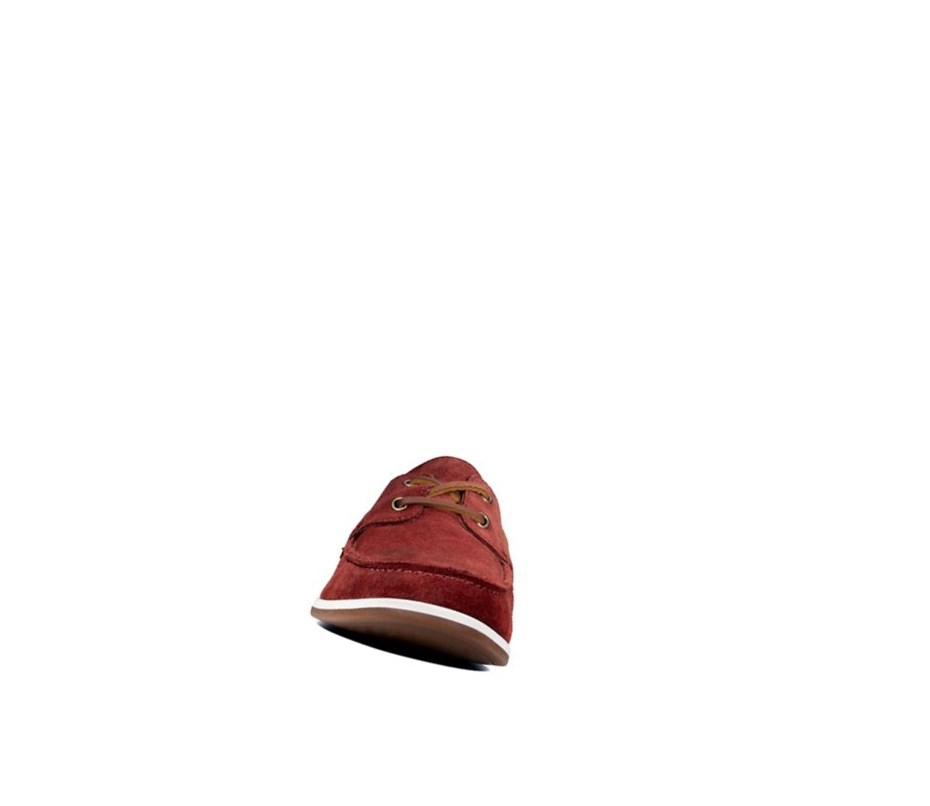 Clarks Pickwell Sail Wildleder Bootsschuhe Herren Rot | QBOZ47938