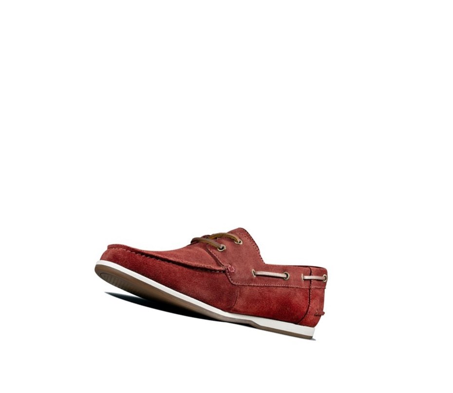 Clarks Pickwell Sail Wildleder Bootsschuhe Herren Rot | QBOZ47938