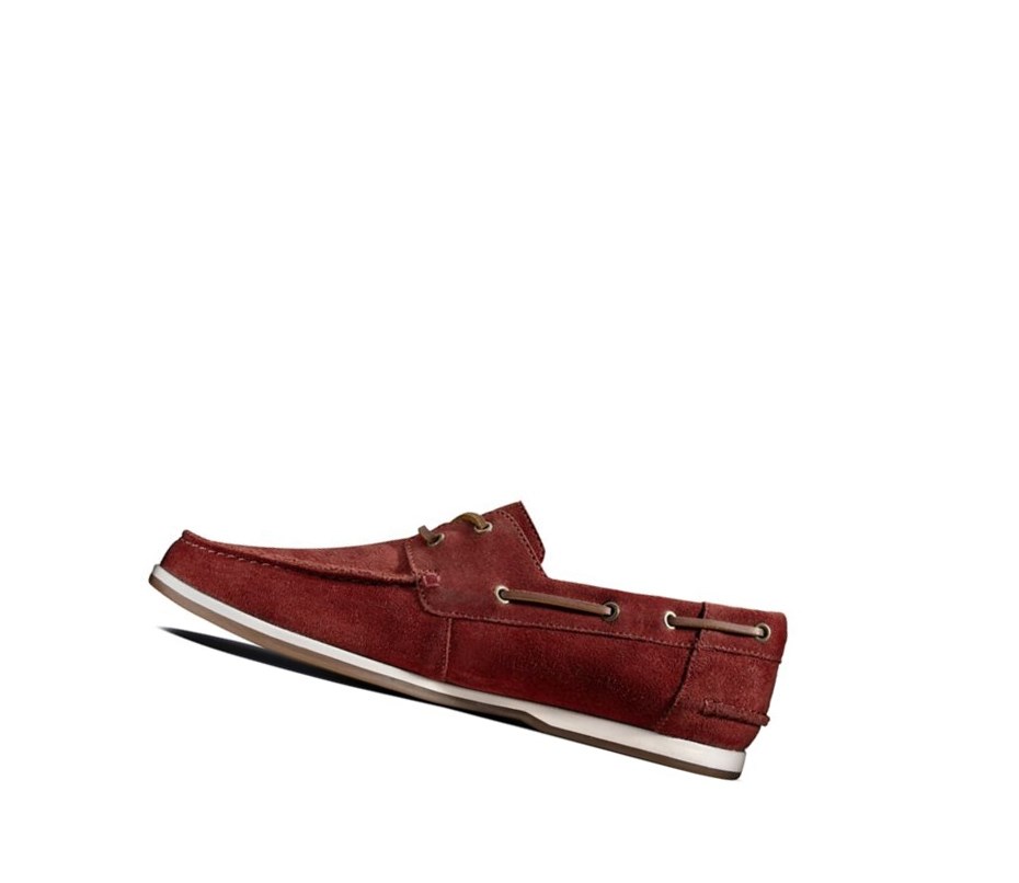 Clarks Pickwell Sail Wildleder Bootsschuhe Herren Rot | QBOZ47938