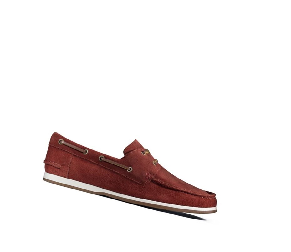 Clarks Pickwell Sail Wildleder Bootsschuhe Herren Rot | QBOZ47938