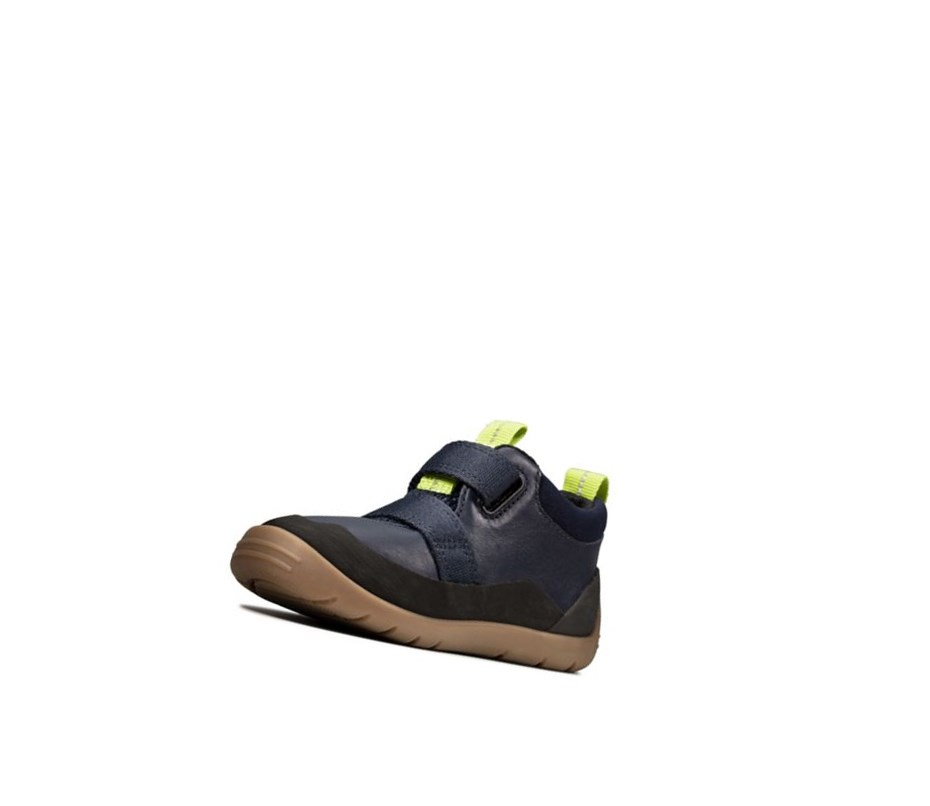 Clarks Play Hike Leder Lässige Turnschuhe Jungen Navy | EACN31845