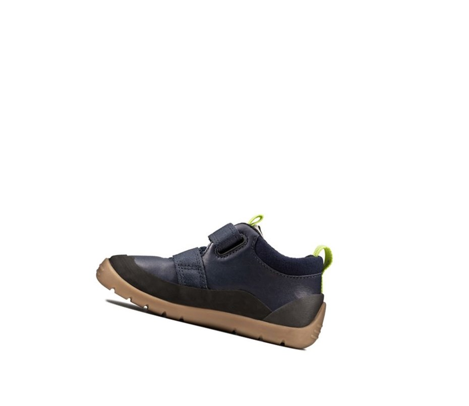 Clarks Play Hike Leder Lässige Turnschuhe Jungen Navy | EACN31845