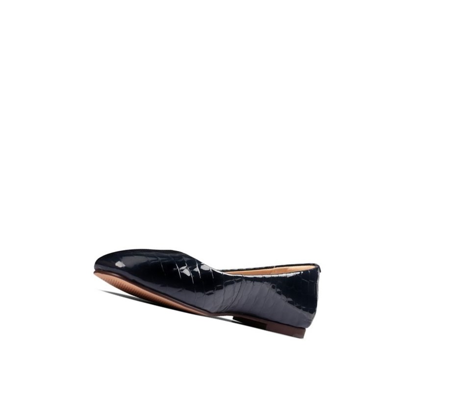 Clarks Pure 2 Croc Leder Ballerinas Damen Navy | NIQY95724