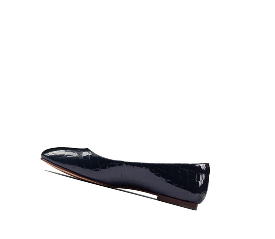 Clarks Pure 2 Croc Leder Ballerinas Damen Navy | NIQY95724