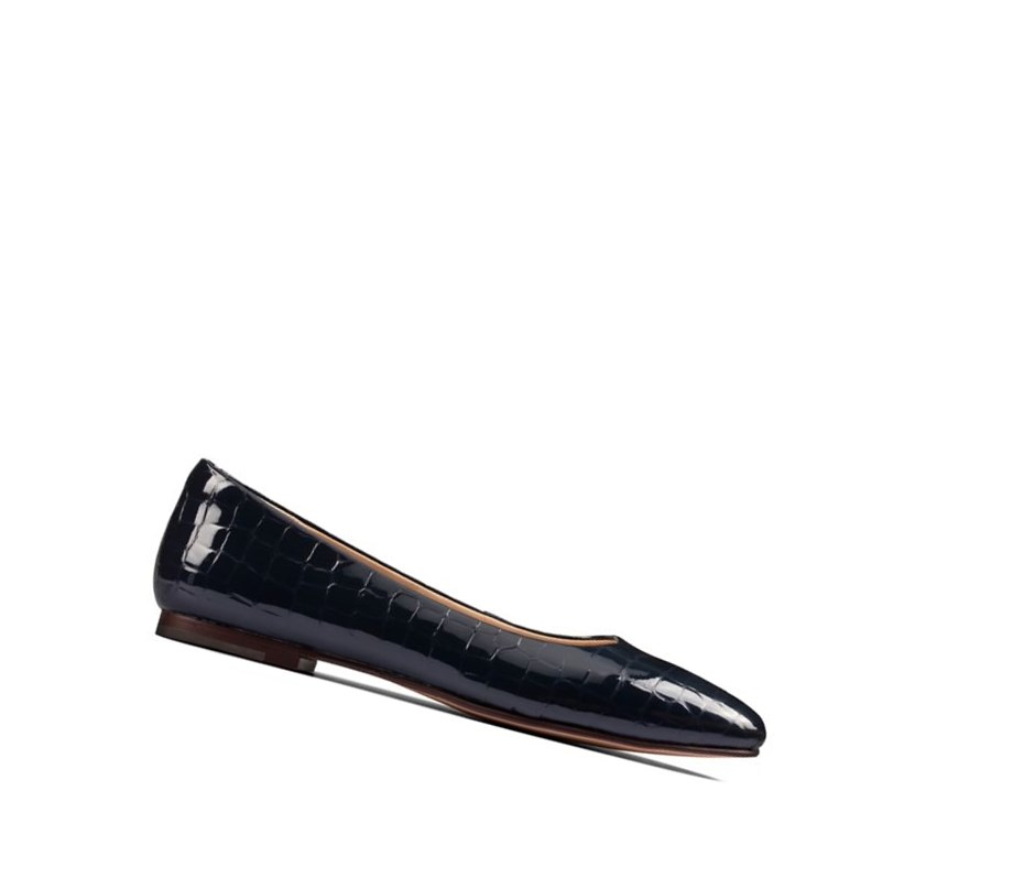 Clarks Pure 2 Croc Leder Ballerinas Damen Navy | NIQY95724