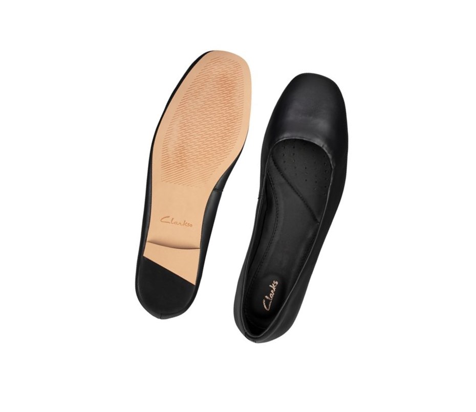 Clarks Pure 2 Leder Ballerinas Damen Schwarz | ACEM02376