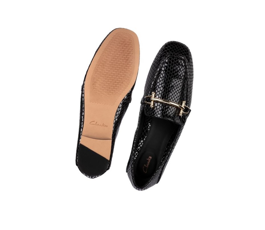 Clarks Pure 2 Leder Flache Schuhe Damen Schwarz | AUVQ58347