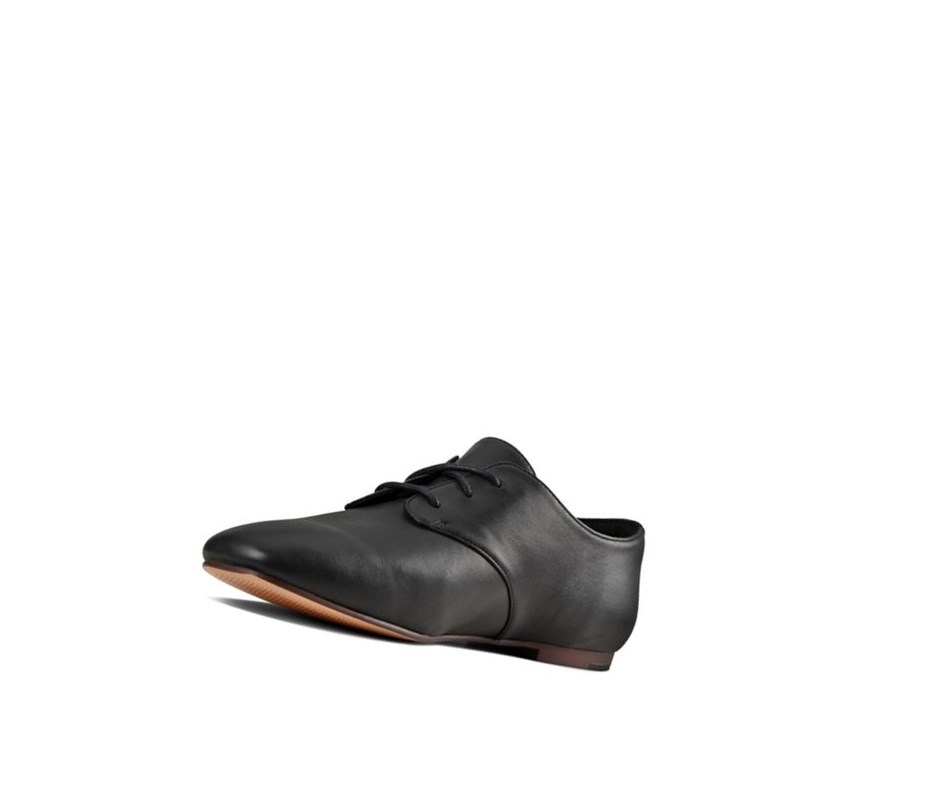 Clarks Pure 2 Spitze Leder Flache Schuhe Damen Schwarz | KTVC36082