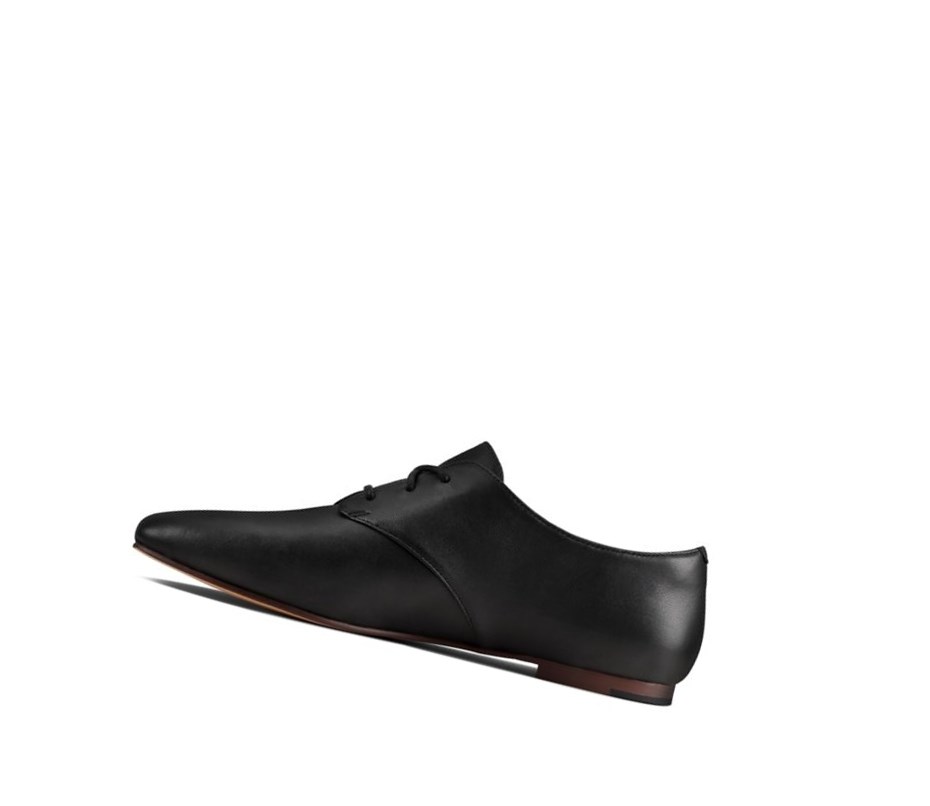 Clarks Pure 2 Spitze Leder Flache Schuhe Damen Schwarz | KTVC36082