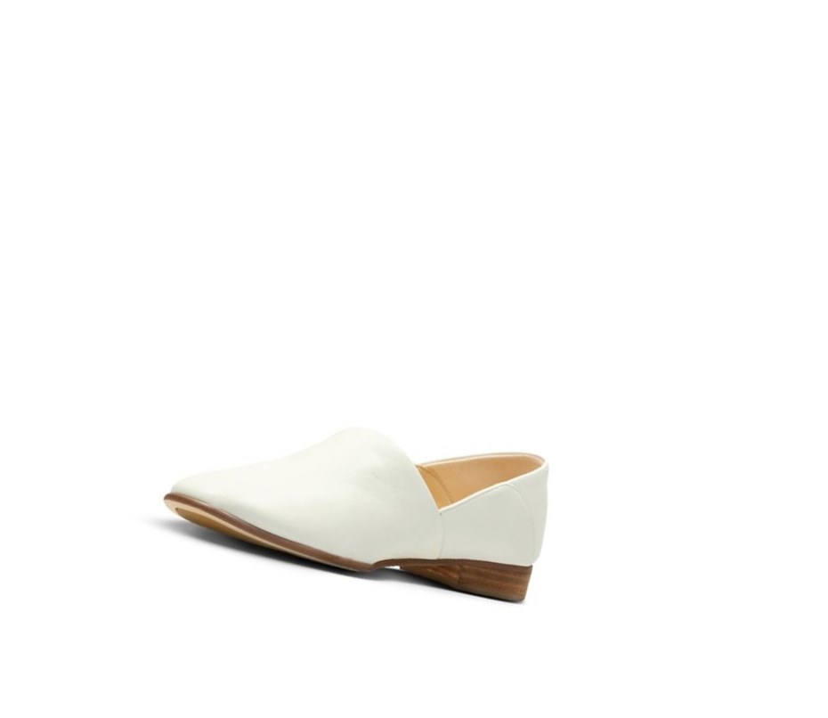 Clarks Pure Tone Leder Slip On Schuhe Damen Weiß | SVMZ75628