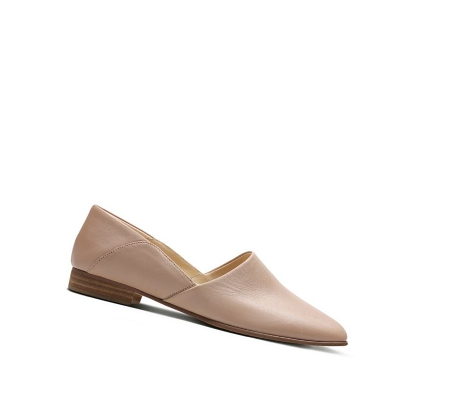 Clarks Pure Tone Leder Weite Fit Slip On Schuhe Damen Hautfarbe | JBQG97413