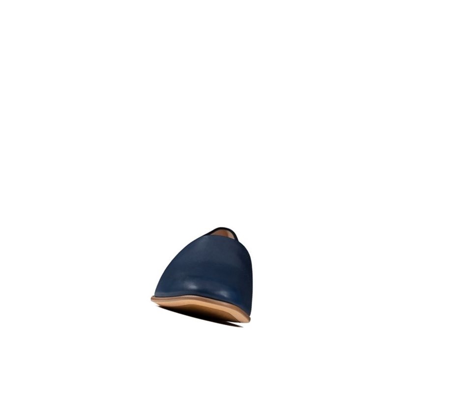 Clarks Pure Tone Leder Weite Fit Slip On Schuhe Damen Navy | NSIJ06713