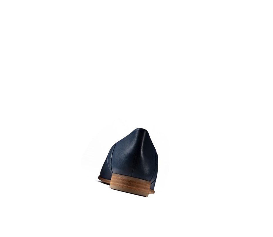 Clarks Pure Tone Leder Weite Fit Slip On Schuhe Damen Navy | NSIJ06713