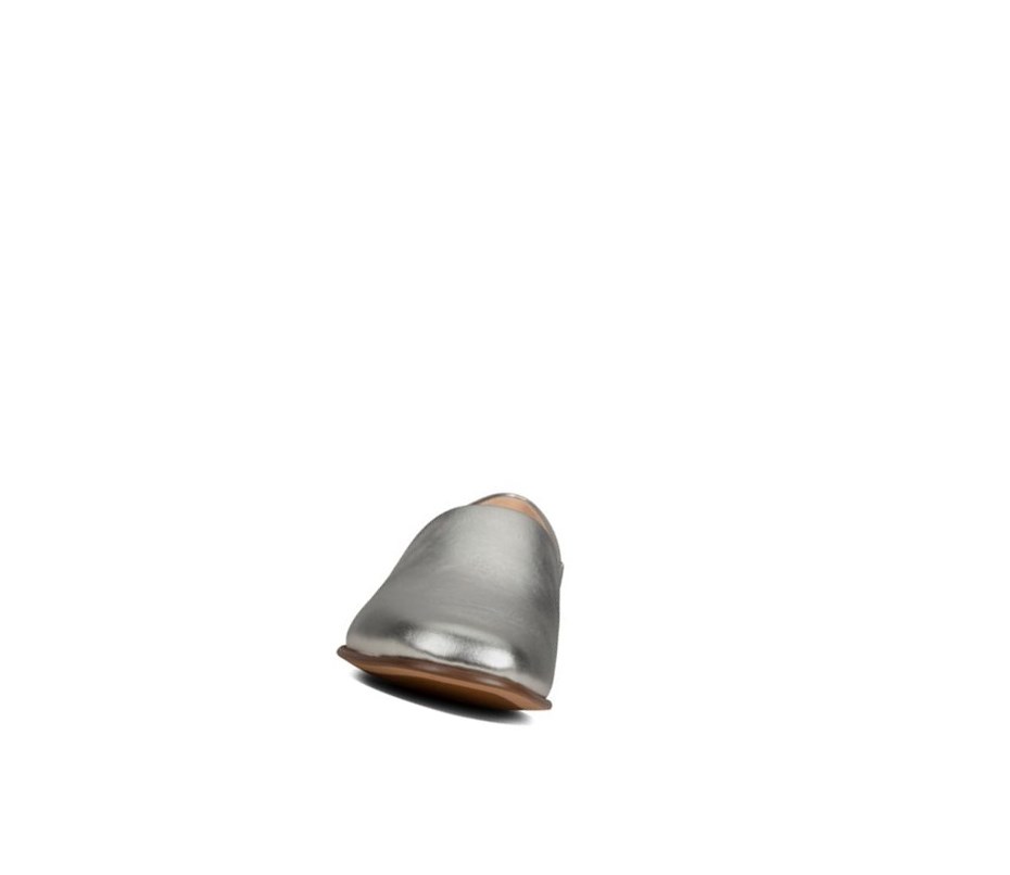 Clarks Pure Tone Leder Weite Fit Slip On Schuhe Damen Silber Metal | YFHC12478