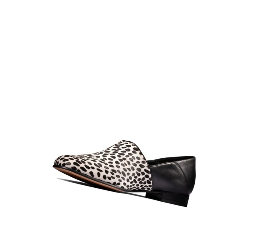 Clarks Pure Tone Slip On Leder Weite Fit Slip On Schuhe Damen Schwarz Weiß | IQGV20749