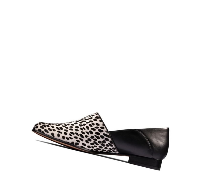 Clarks Pure Tone Slip On Leder Weite Fit Slip On Schuhe Damen Schwarz Weiß | IQGV20749