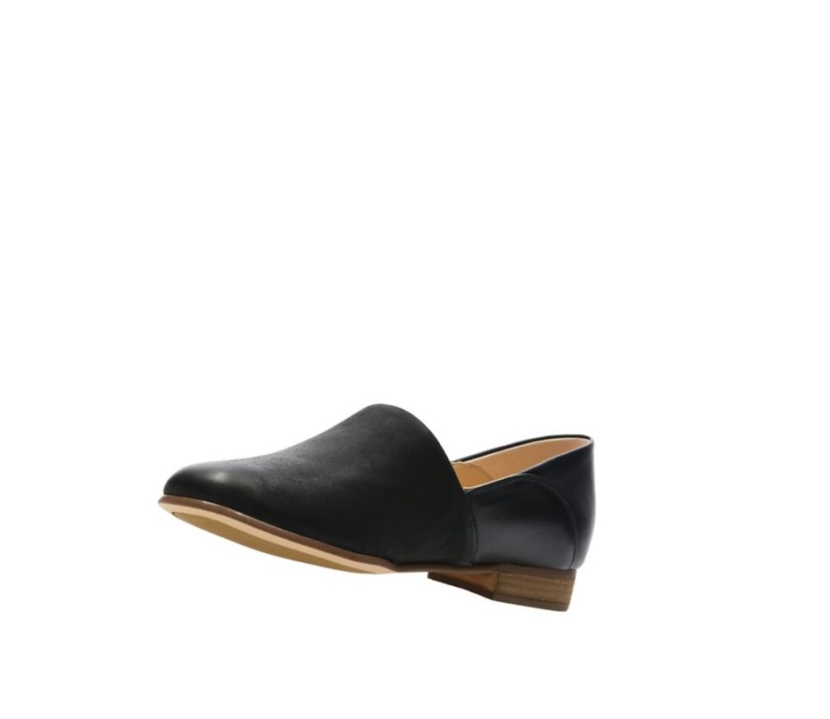 Clarks Pure Tone Slip On Leder Weite Fit Slip On Schuhe Damen Schwarz | QKSN20147