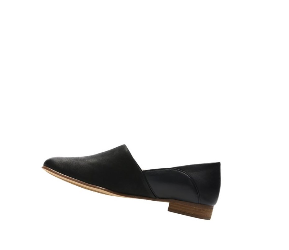 Clarks Pure Tone Slip On Leder Weite Fit Slip On Schuhe Damen Schwarz | QKSN20147