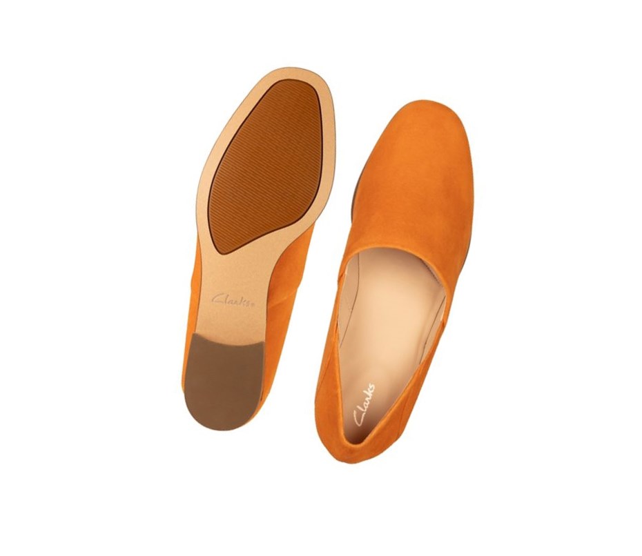 Clarks Pure Tone Wildleder Weite Fit Slip On Schuhe Damen Orange | XRSK09845