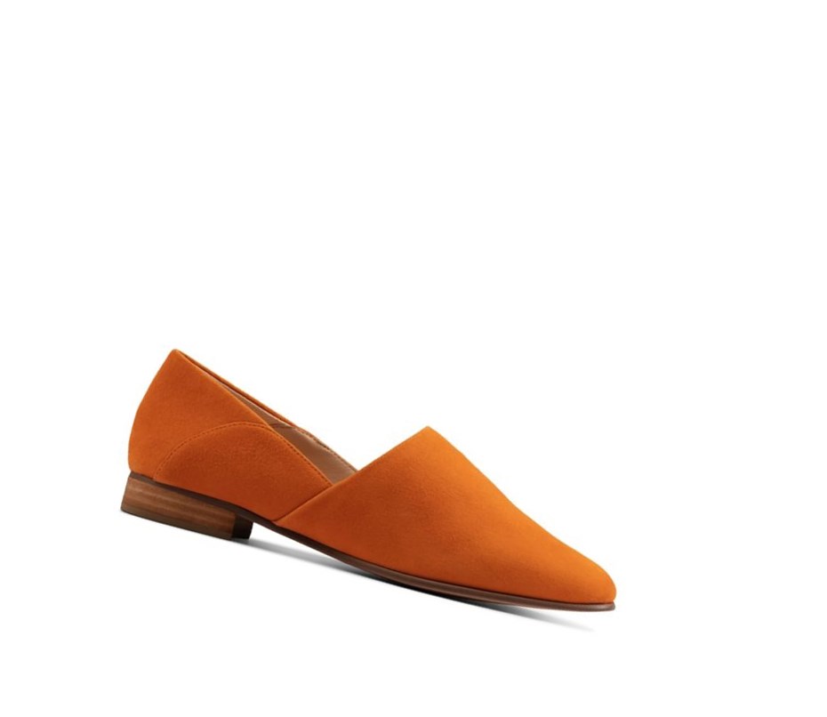 Clarks Pure Tone Wildleder Weite Fit Slip On Schuhe Damen Orange | XRSK09845