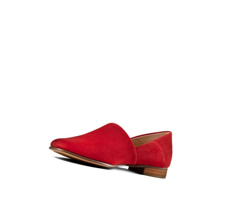 Clarks Pure Tone Wildleder Weite Fit Slip On Schuhe Damen Rot | ZPHG07269